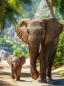 Preview: Diamond Painting Elefant mit Kind
